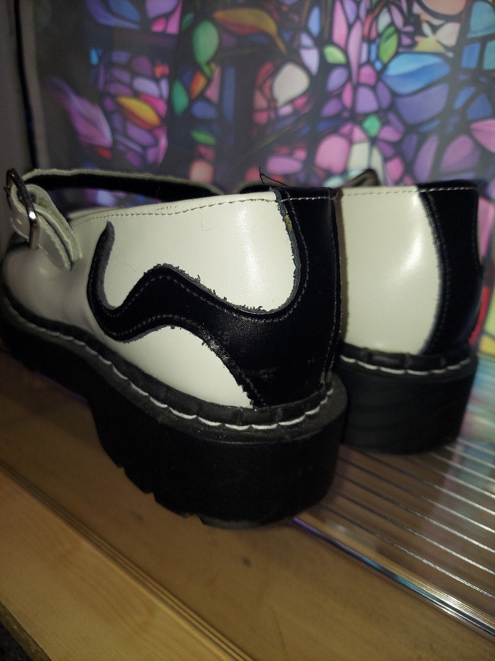 T.U.K Womens Black & White Cat Mary Jane Shoes Size 9 - Picture 10 of 16